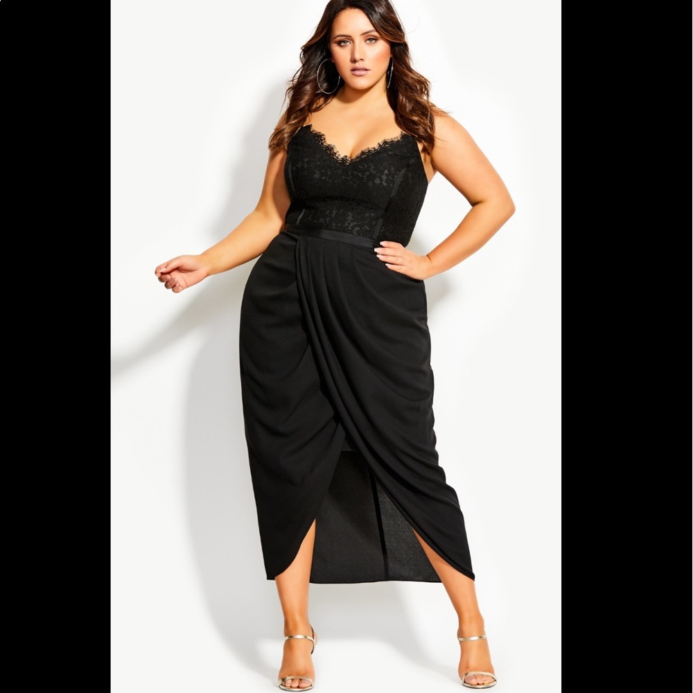 City Chic Touch of Lace Faux Wrap Dress Size 18W